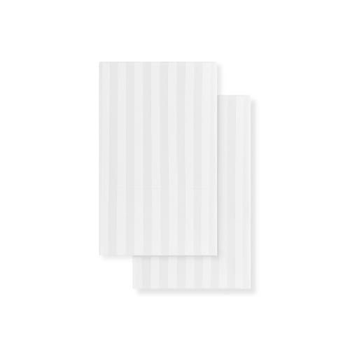 Funda de Almohada Como by Villa di Lusso, Algodón de 300 Hilos, Raya Tejida, Tamaño Estándar, 20 x 30, Blanco